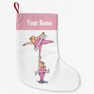 Personalised Funny Fat Guys in Pink Tutus Small Christmas Stocking