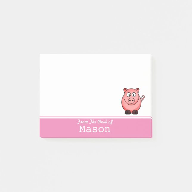 Personalised Funny Fat Pink Pig Post-it Notes (Front)