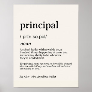 Personalised Funny Female Principal Definition Poster