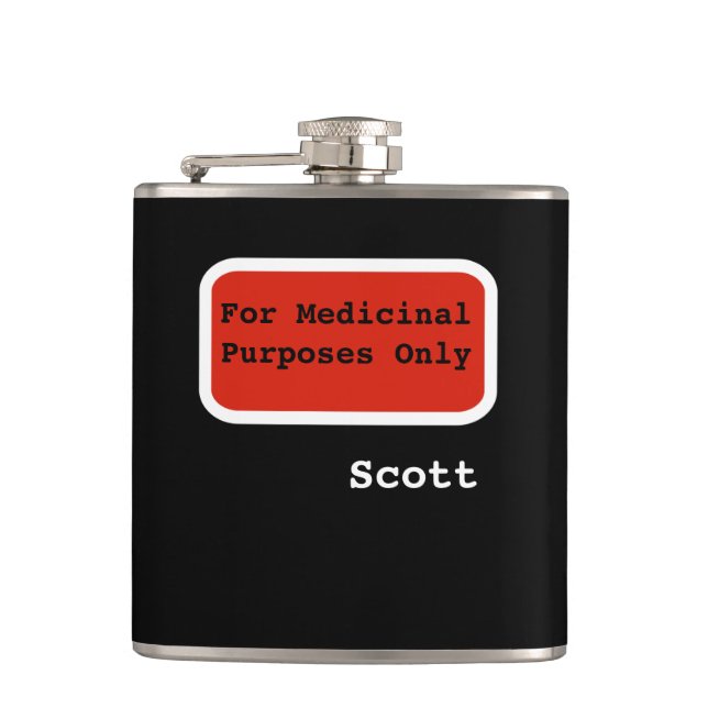 Personalised Funny | For Medicinal Purposes Only Hip Flask (Front)
