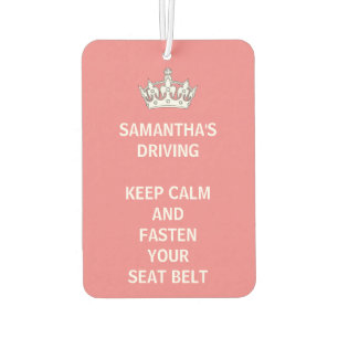 Personalised Funny Girly Keep Calm Pink Driving Car Air Freshener