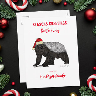 Personalised Funny Honey Badger Santa Holiday Postcard