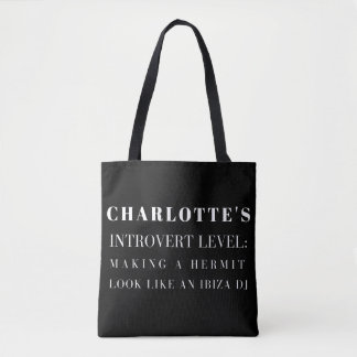 Personalised Funny Introvert Quote Custom Name Tot Tote Bag