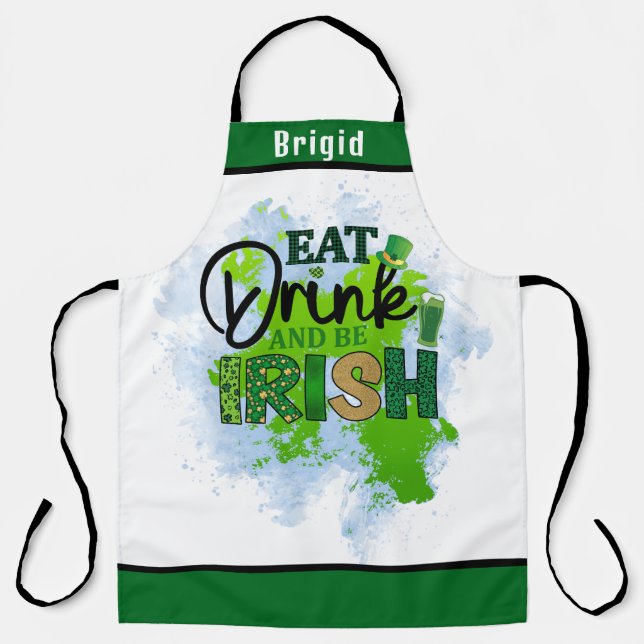  Personalised Funny Irish Beer Lover Womens & Mens Apron (Front)