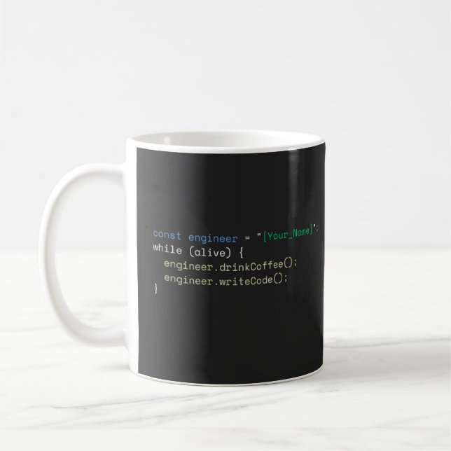 Personalised Funny JavaScript Programmer Coffee Mu Mug (Left)