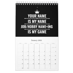 Personalised Funny Job and Hobby Name Calendar