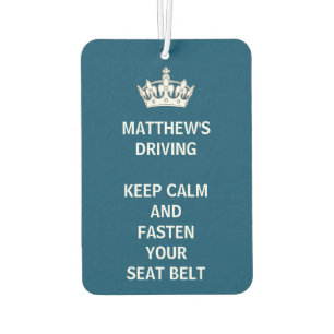 Personalised Funny Keep Calm Blue Driving Car Air Freshener
