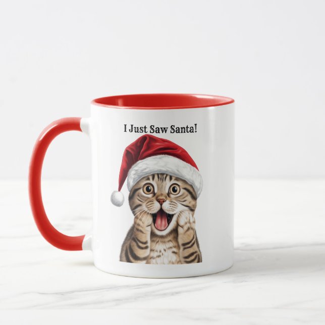Personalised Funny Kitty Cat Christmas Mug (Left)