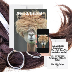 Personalised Funny Llama Hair Stylist Salon Holiday Card