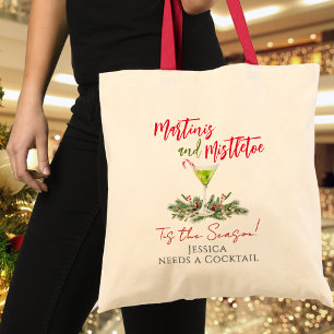 Personalised Funny Martinis and Mistletoe Tote Bag