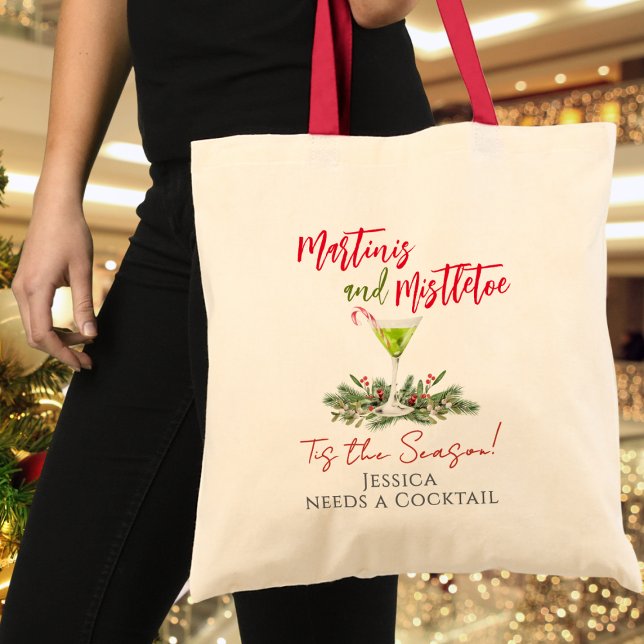 Personalised Funny Martinis and Mistletoe Tote Bag (Creator Uploaded)