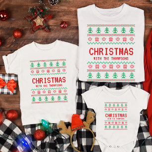 Personalised Funny Matching Ugly Christmas Family T-Shirt