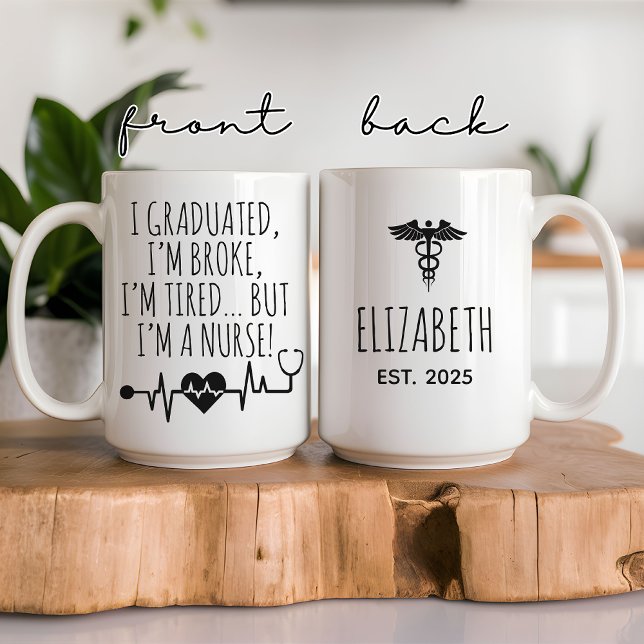 Personalised Funny Nurse Graduation Mug for Nurses (nurse graduation mug, rn gift, nurse mug funny, nursing student gift, graduation mug for her, )