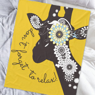 Personalised Funny Paisley Giraffe Boho Relaxing Fleece Blanket