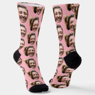 Personalised Funny Pink Custom Face Photo  Socks