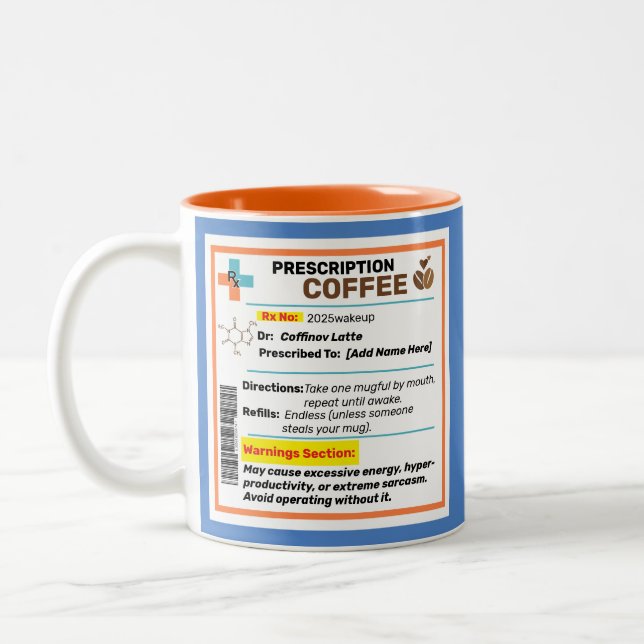Personalised Funny Prescription Coffee Mug  (Left)