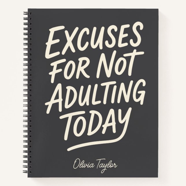 Personalised Funny Procrastination Adulting Quote Notebook (Front)