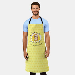 Personalised Funny Quote   Yellow Polka Dot Sloth Apron