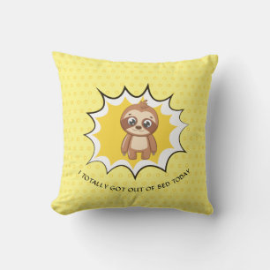 Personalised Funny Quote Yellow Polka Dot Sloth Cushion