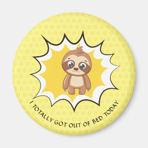 Personalised Funny Quote Yellow Polka Dot Sloth Magnet