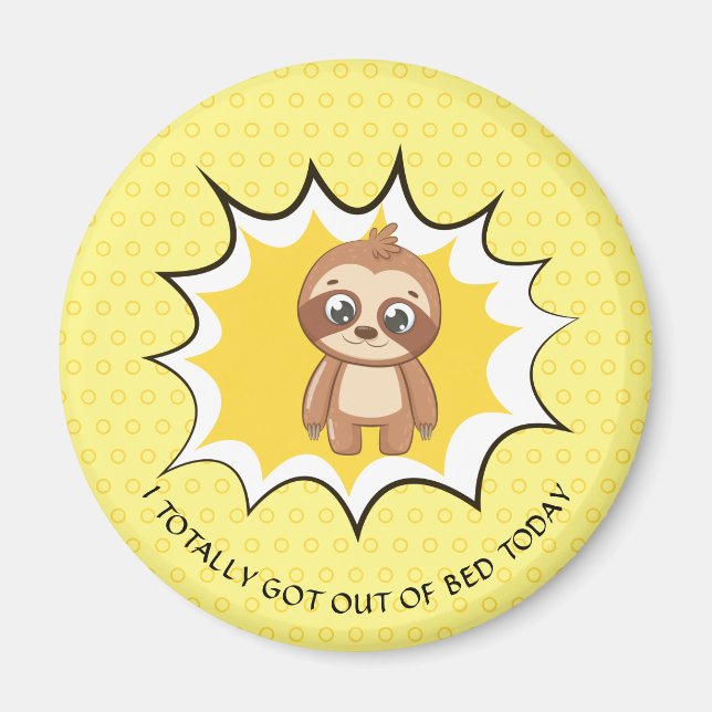 Personalised Funny Quote | Yellow Polka Dot Sloth Magnet (Front)