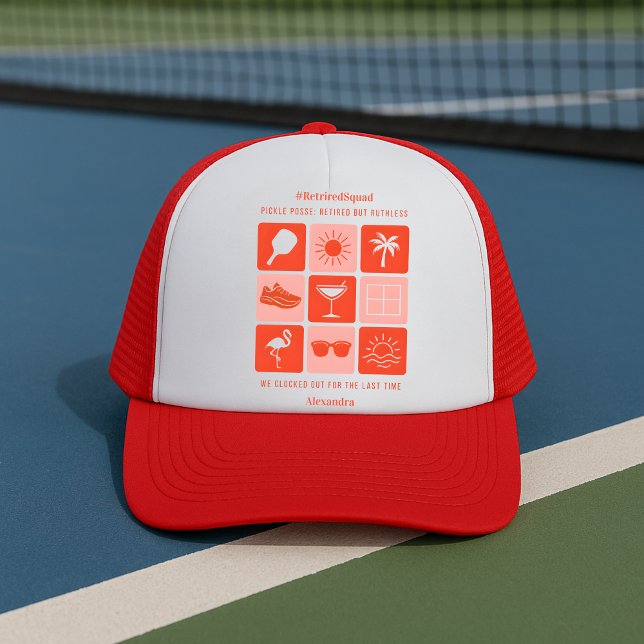 Personalised Funny Retired Squad Pickleball Trucker Hat (Creator Uploaded)