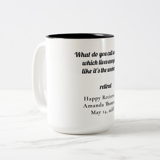 Personalised Funny Retirement Gift Two-Tone Coffee Mug (Front Left)