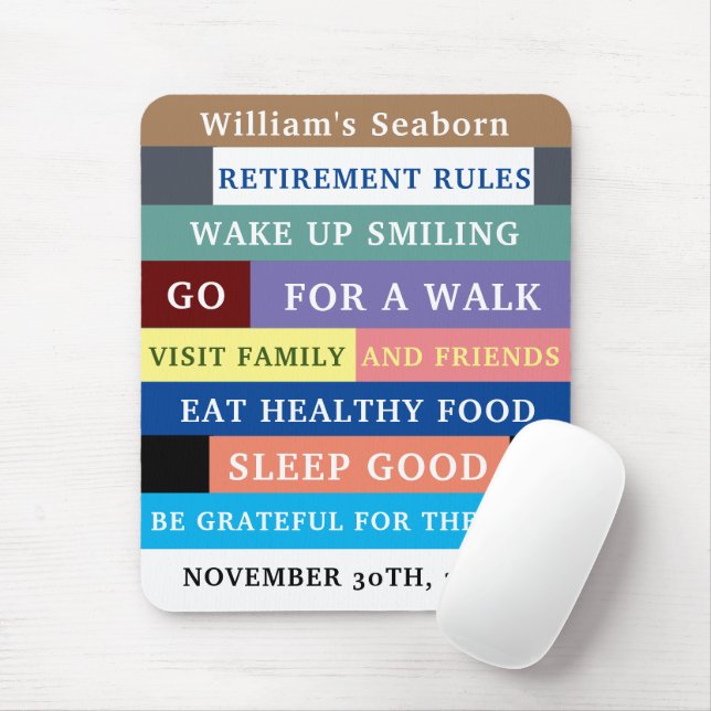 Personalised Funny Retirement Rules Humour Mouse Pad (With Mouse)