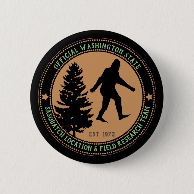 Personalised Funny Sasquatch Location and Research 6 Cm Round Badge (Front)