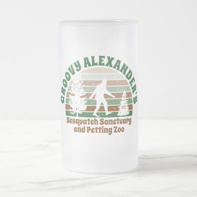 Personalised Funny Sasquatch Sanctuary Frosted Glass Beer Mug (Center)