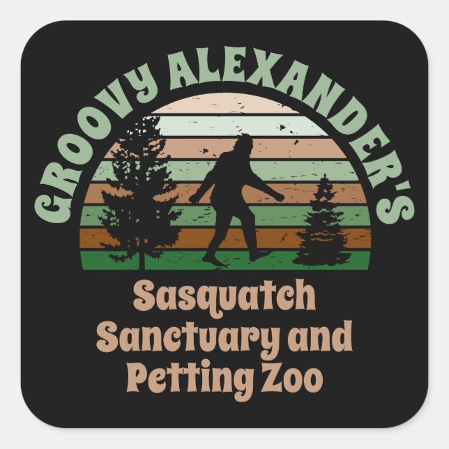 Personalised Funny Sasquatch Sanctuary Square Stic Sticker (Front)