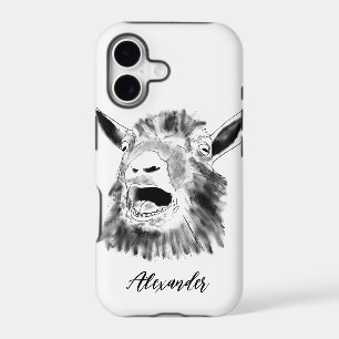 Personalised Funny Screaming Goat Black and White