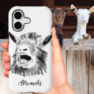 Personalised Funny Screaming Goat Black and White 