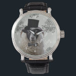 Personalised funny sheep  character watch<br><div class="desc">Easily personalise this funny cute sheep  character wearing black wedding top hat  on a vintage grey and white damask background,  with your name or monogram initials.  Delete the  numbers / numerals if you wish. For matching products and more fun animal characters visit the VINTAGEPRINTSTORE.  Design by Oconnart.</div>