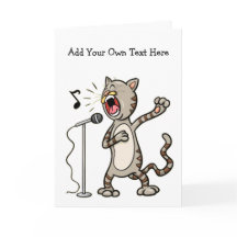 Personalised Funny Singing Cat Greeting Cards