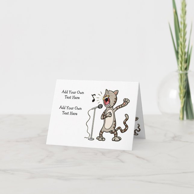 Personalised Funny Singing Cat Note Cards (Front)
