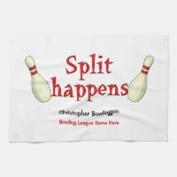 Personalised funny split happens bowling towel