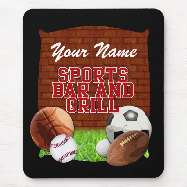 Personalised Funny Sports Bar and Grill Mouse Pad (Front)