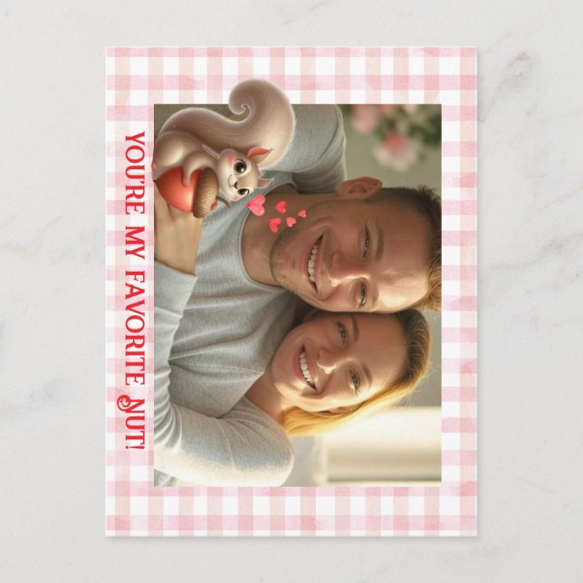 Personalised Funny Squirrel Valentine's Day Holiday Postcard (Front)