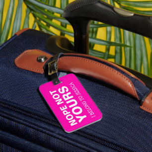 Personalised Funny Travel Bright Pink Luggage Tag