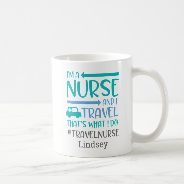 Personalised Funny Travel Nurse Coffee Mug (Right)
