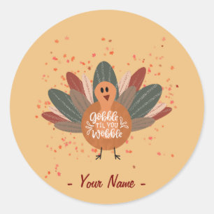 Personalised Funny Turkey in Fall Classic Round Sticker
