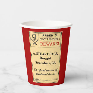 Personalised Funny Vintage Arsenic Label Red Paper Cups