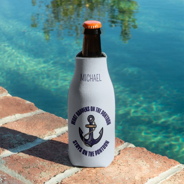 Personalised Funny What Happens on the Pontoon Bottle Cooler (In Situ Pool)