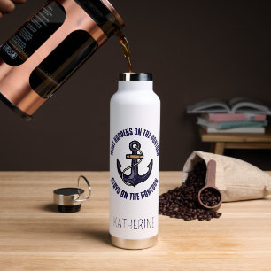 Personalised Funny What Happens on the Pontoon Water Bottle