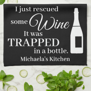 Personalised Funny Wine Lover Quote Mum Kitchen Tea Towel