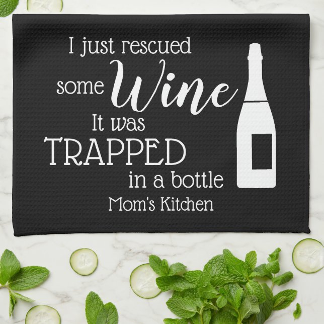 Personalised Funny Wine Lover Quote Mum Kitchen Tea Towel (Folded)