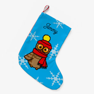 Personalised Funny Winter Owl Holiday Small Christmas Stocking