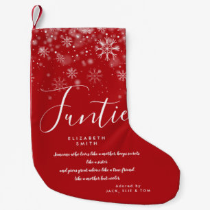 Personalised Funtie Auntie Quote Holiday Snow Small Christmas Stocking