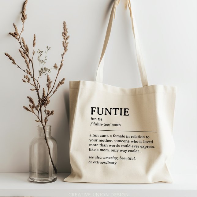 Personalised Funtie Definition Quote Tote Bag (gift for auntie)